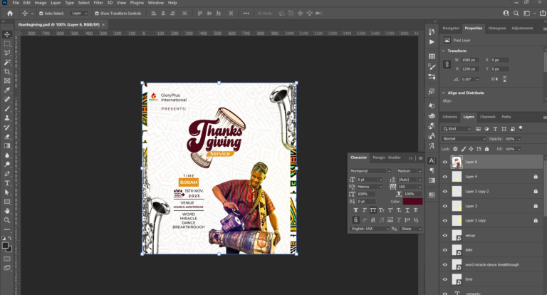 How to design A Flyer  in Photoshop – Thanksgiving Service